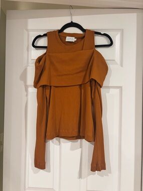Tanya Taylor Rust Off-the-Shoulder Cold-Shoulder Sweater/ XL